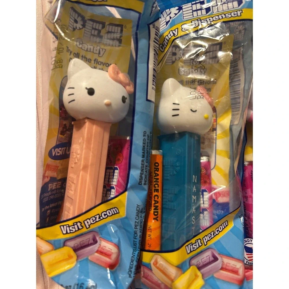 Hello Kitty PEZ Candy Dispensers Sanrio Lot of 3 New Sealed Pink Teal Peach